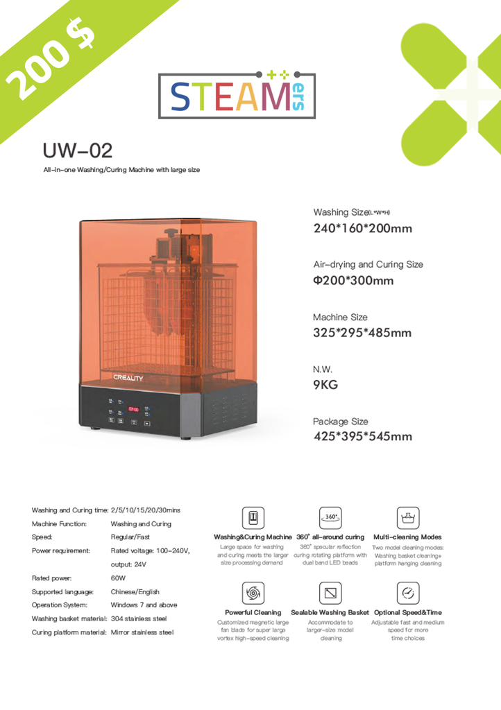 CREALITY PRINTER UW-02 (WASHING AND CURING)